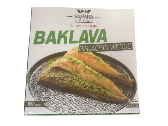 Sahara Gourmet Pistachio Wedge Baklava 2.5Kg (16 Pieces)