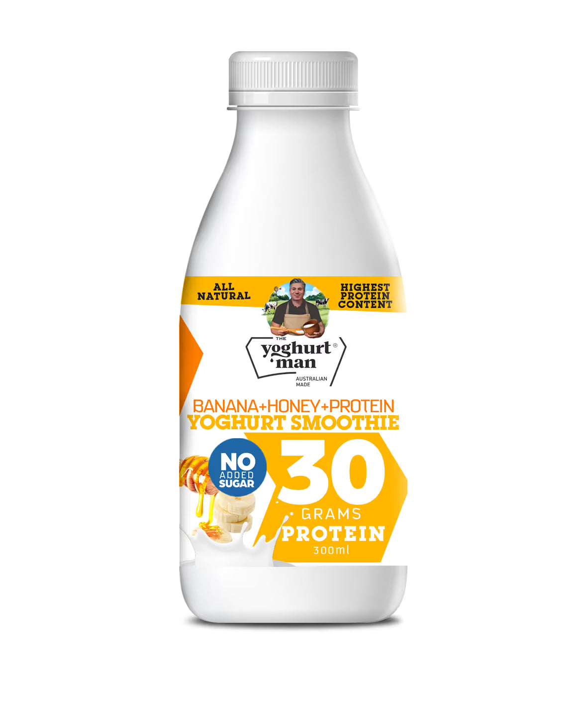 The Yoghurt Man Banana + Honey Protein Smoothie 300ml – 30g Protein (12 Units)