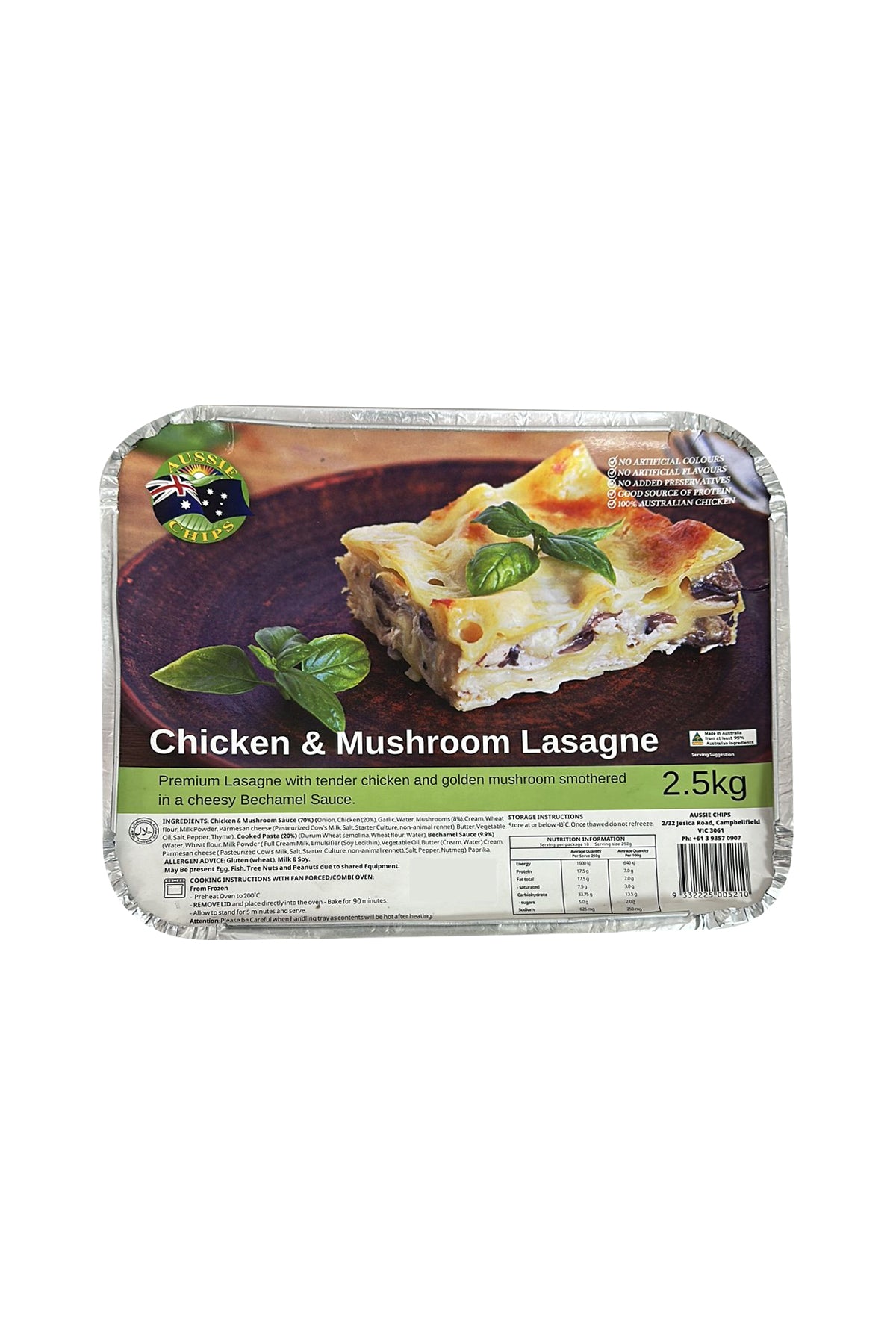 Aussie Chips Chicken & Mushroom Lasagne 2.5kg
