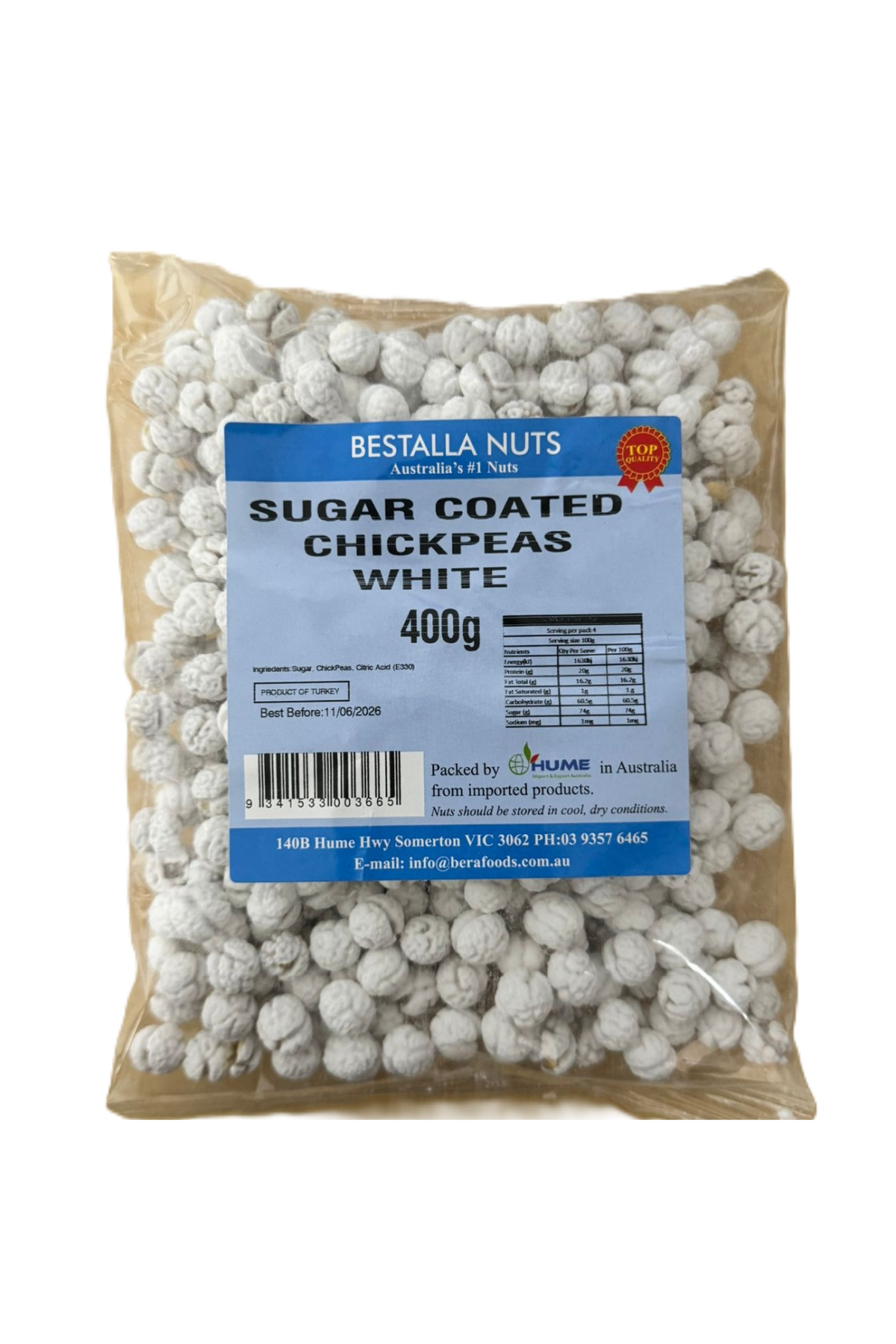 Bestalla Sugar Coated Chickpeas White 400g