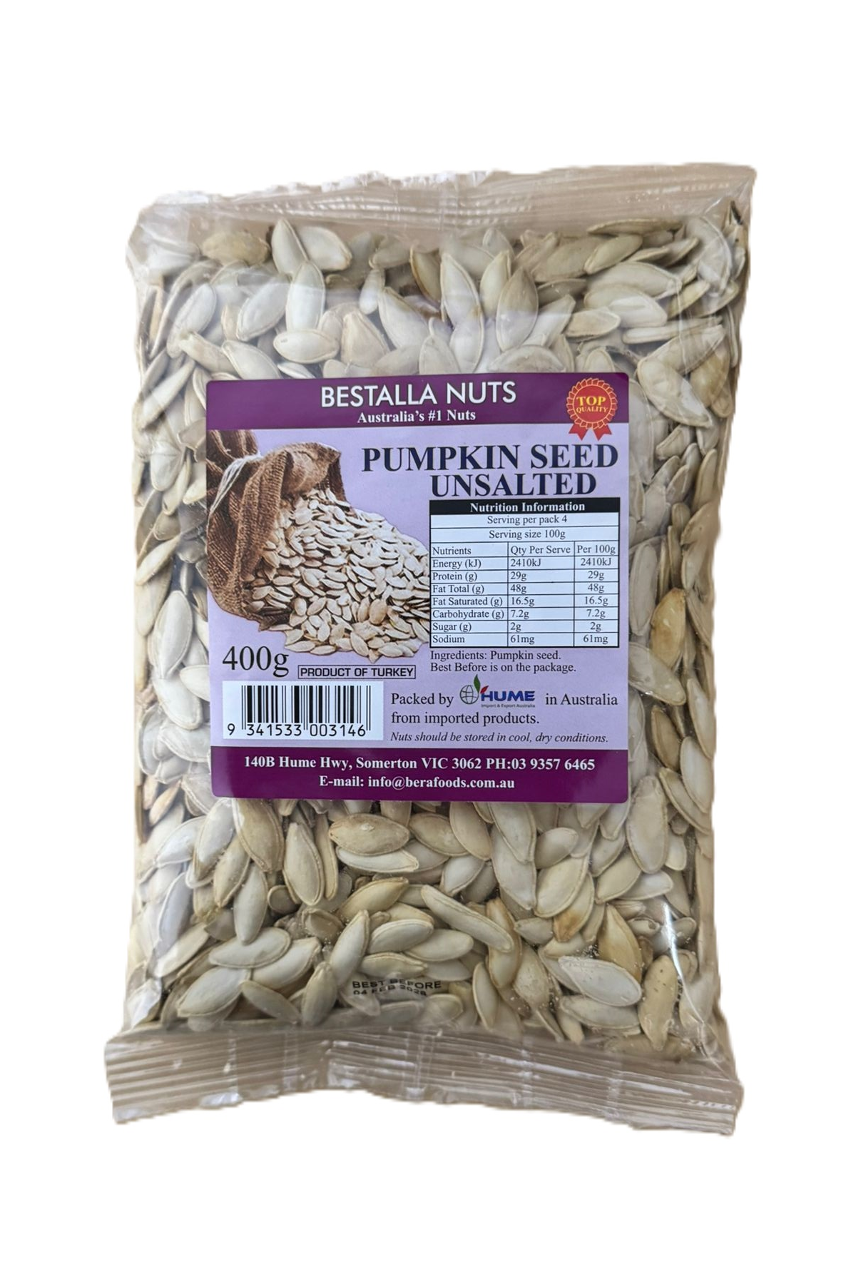 Bestalla Pumpkin Seed Unsalted 400g
