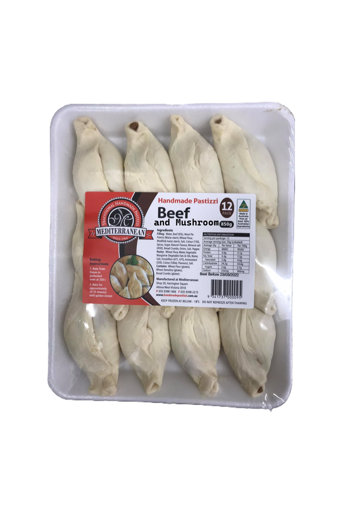 Mediterranean Beef and Mushroom Handmade Pastizzi 850 G