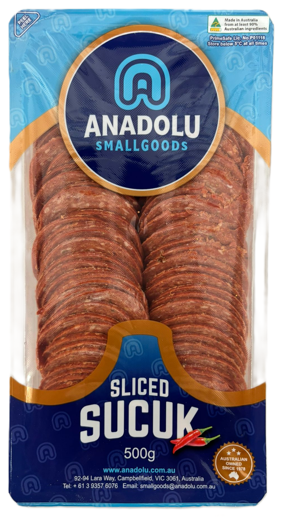 Anadolu Smallgoods Sliced Hot Sucuk 500g