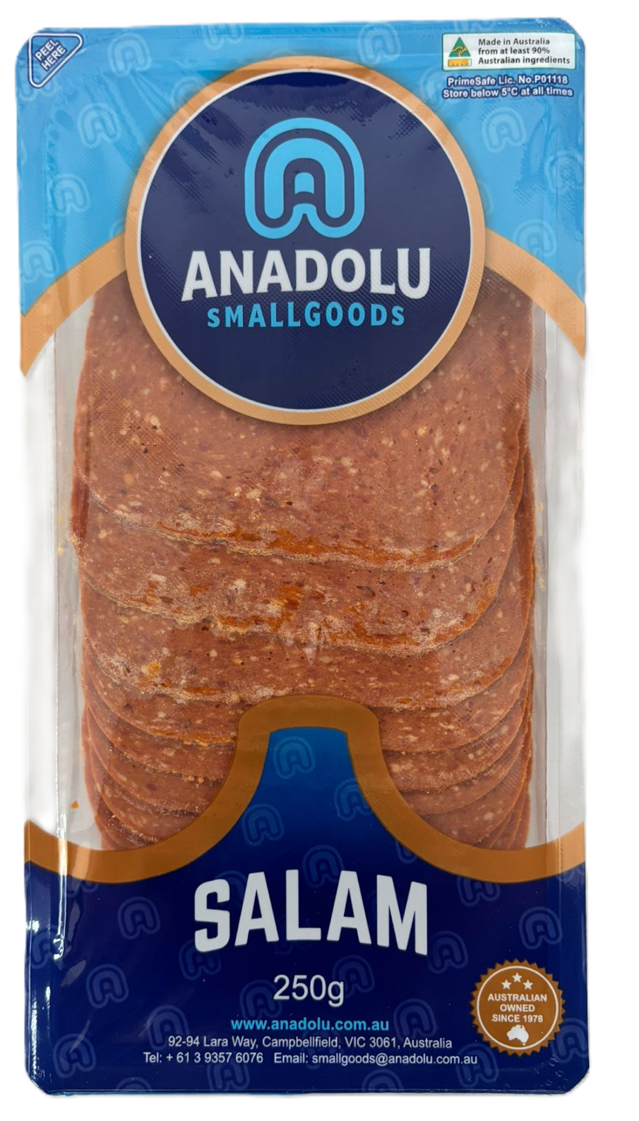 Anadolu Smallgoods Sliced Mild Beef Salami 250g