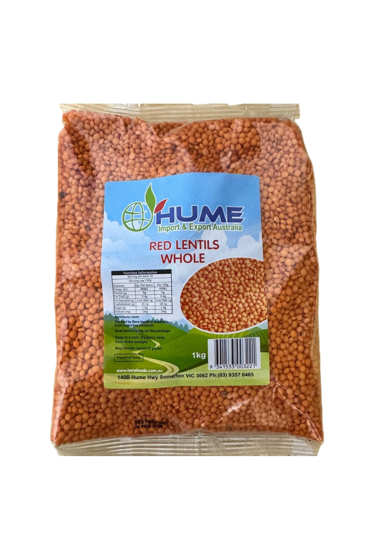 Hume Red Lentils Whole 1Kg