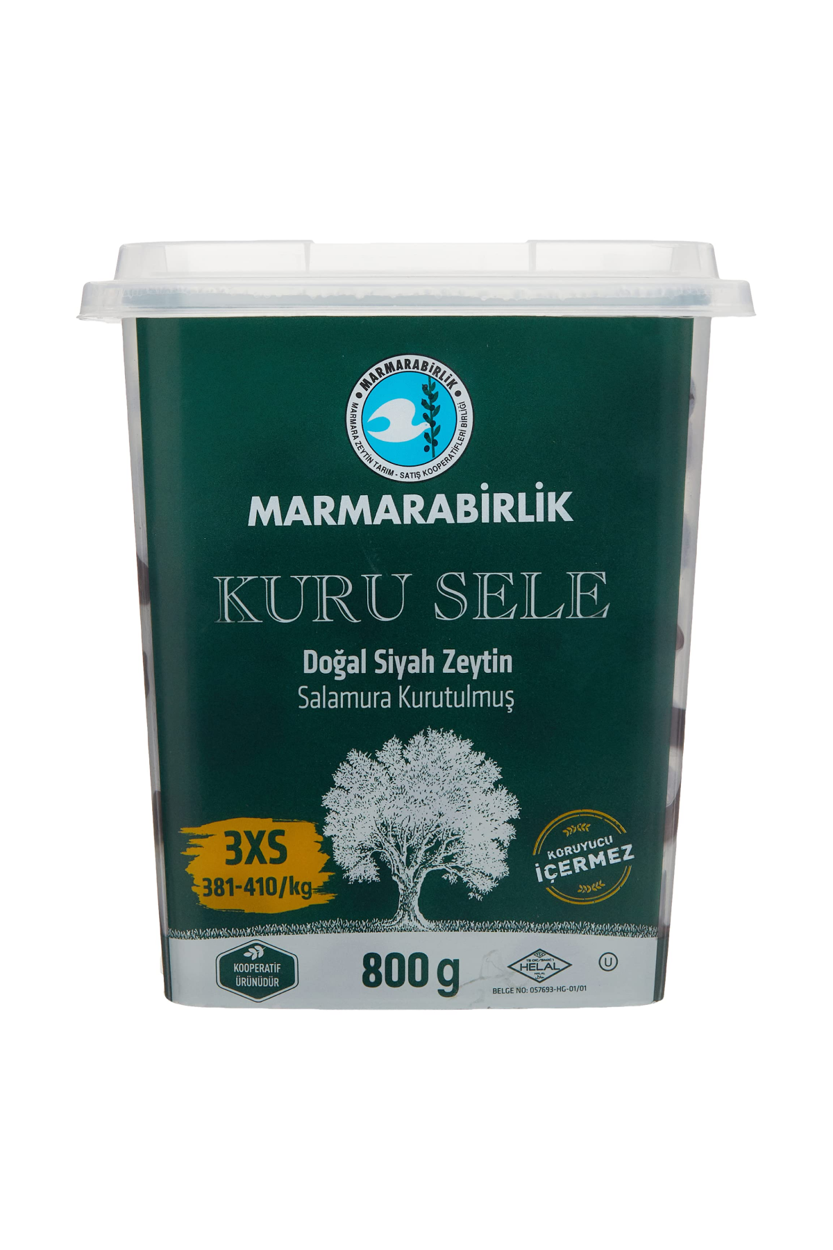 Marmara Birlik Dried Natural Black Olives 3XS 800g