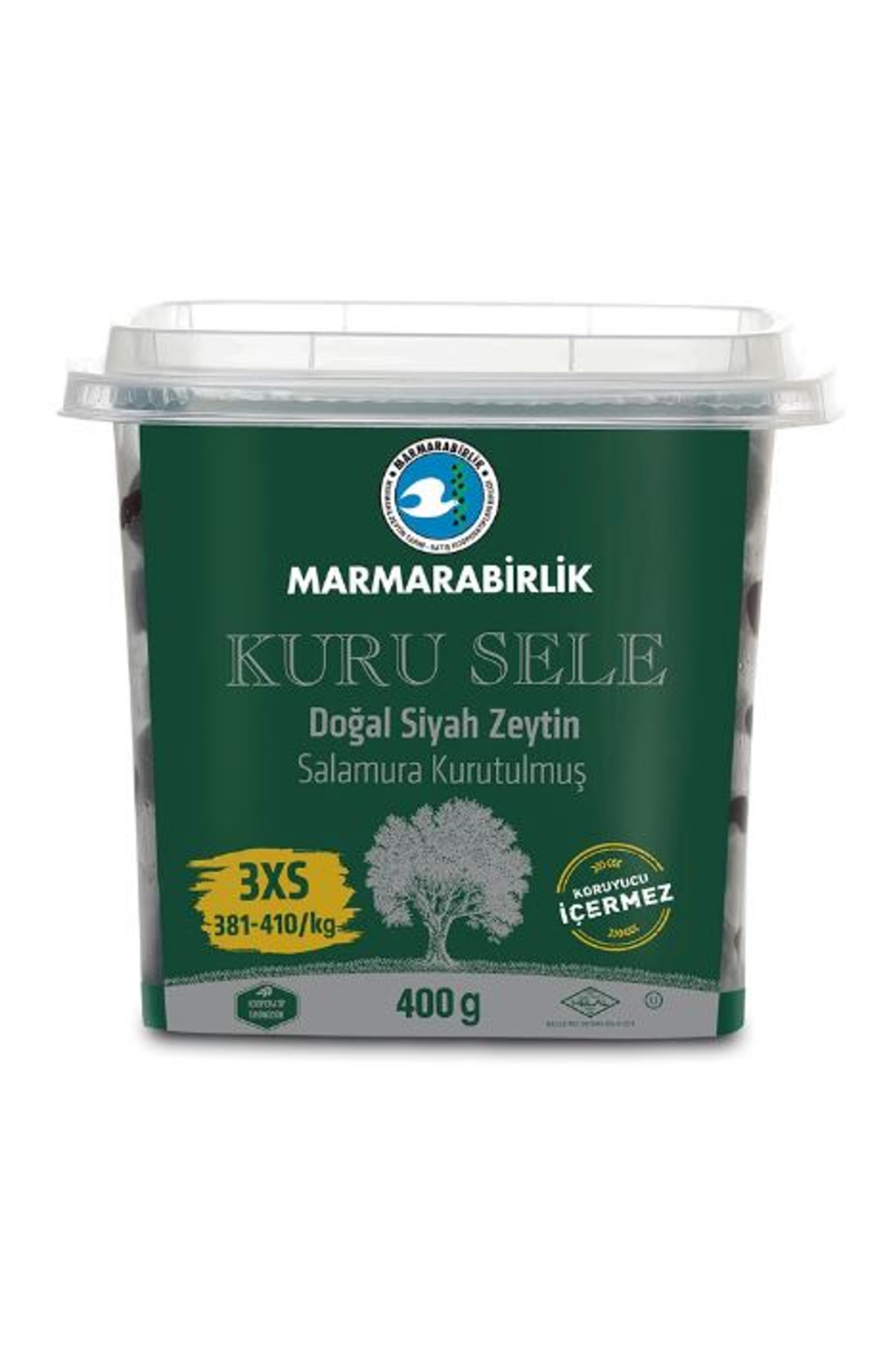 Marmara Birlik Dried Natural Black Olives 3XS 400g
