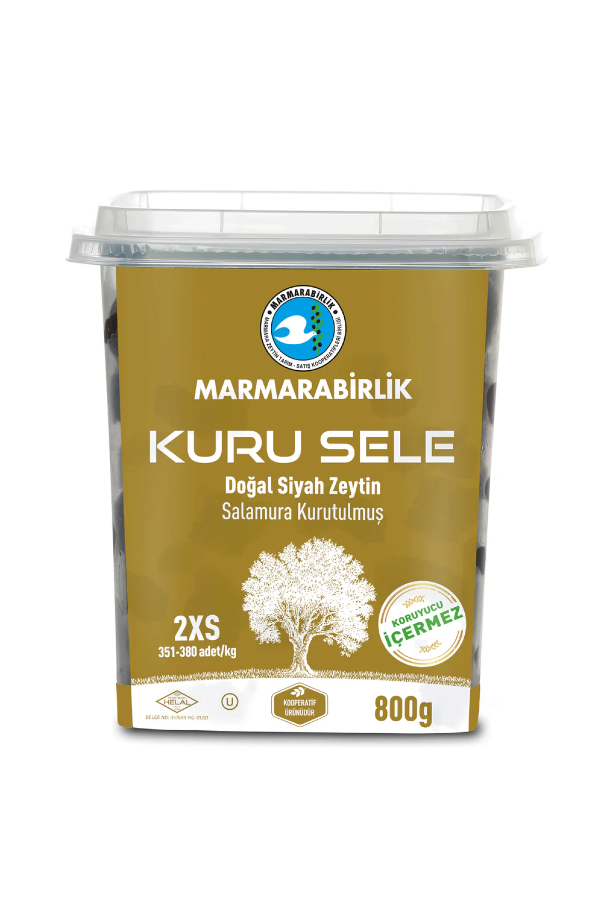 Marmara Birlik Gemlik Dry Sele Black Olives 2XS 800g