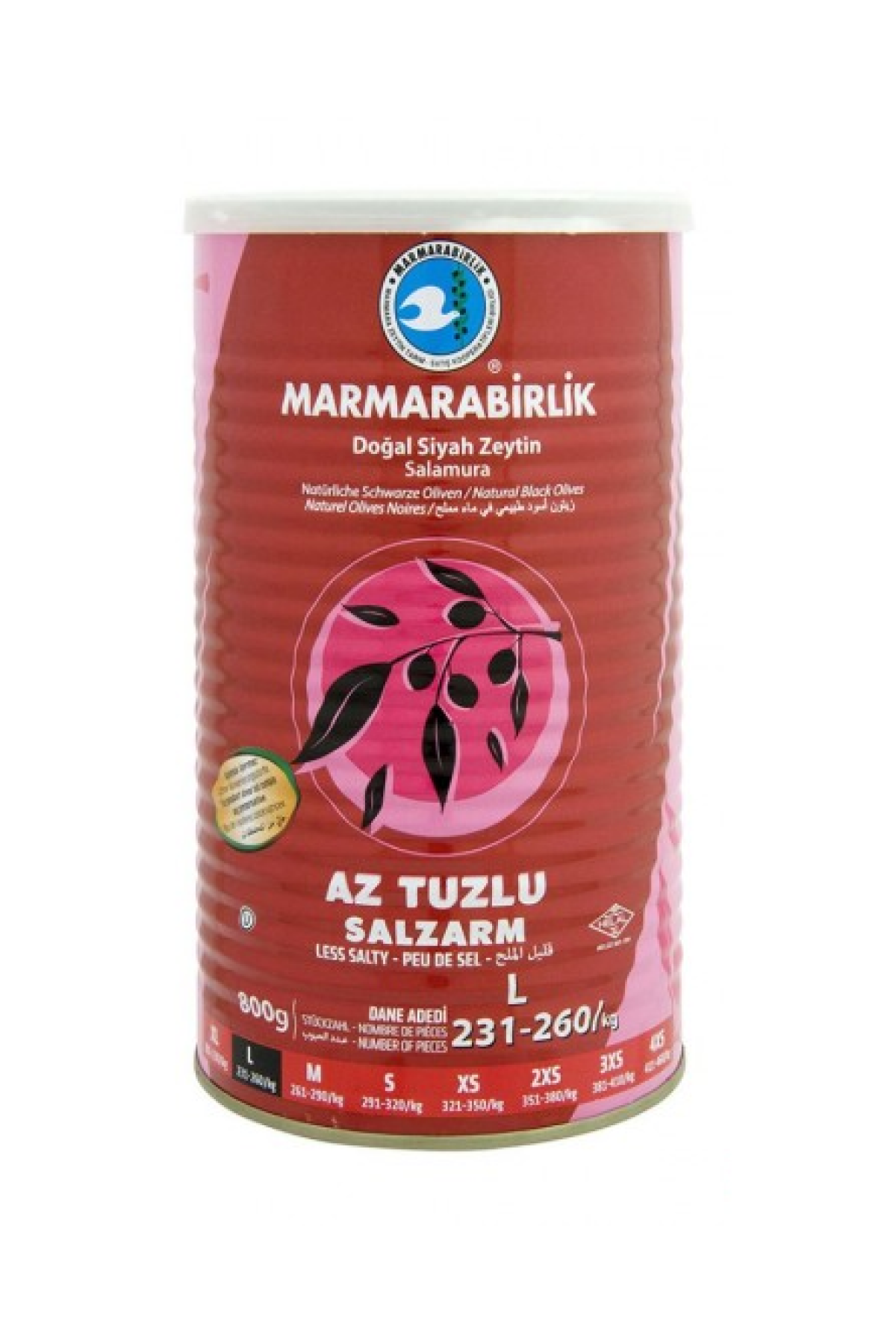 Marmara Birlik Black Olives Less Salty Large 800g