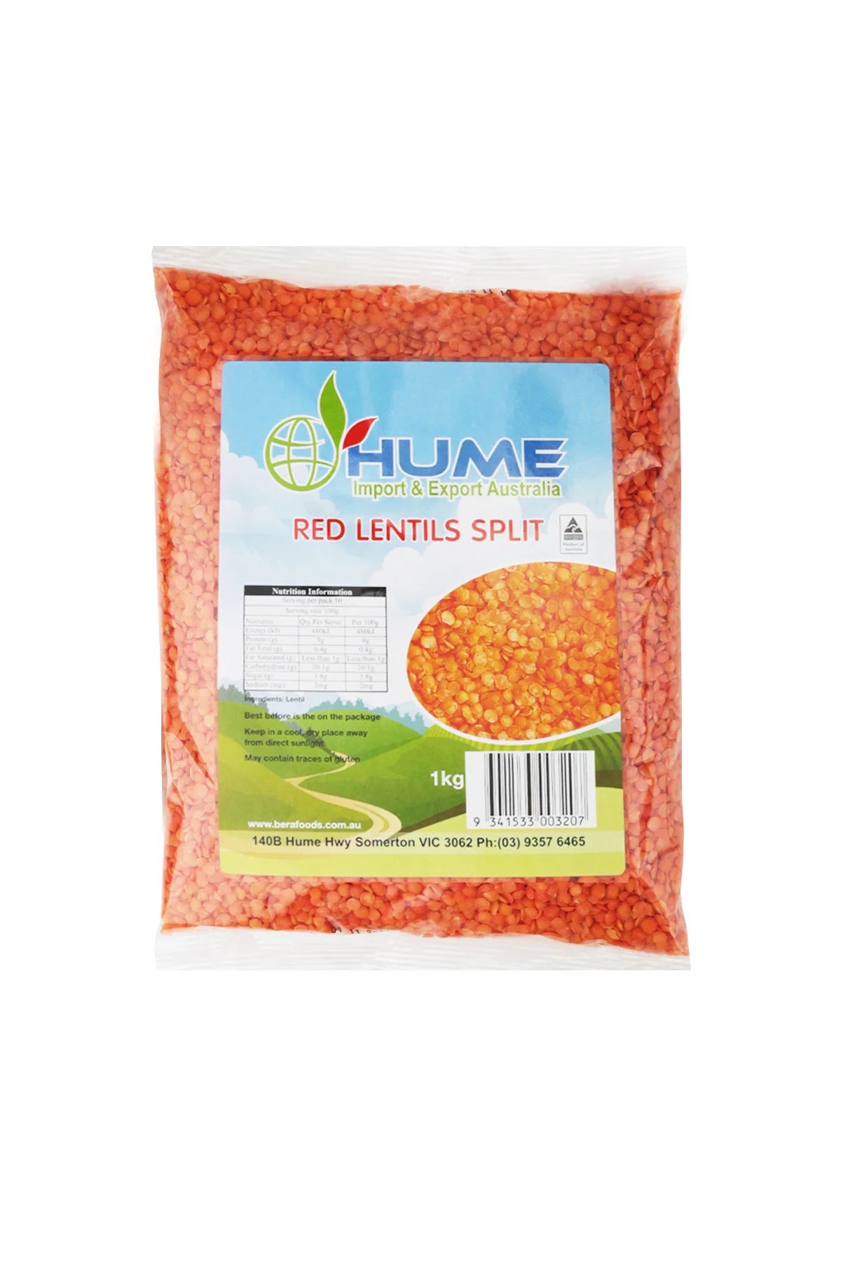 Hume Red Lentils Split 1Kg