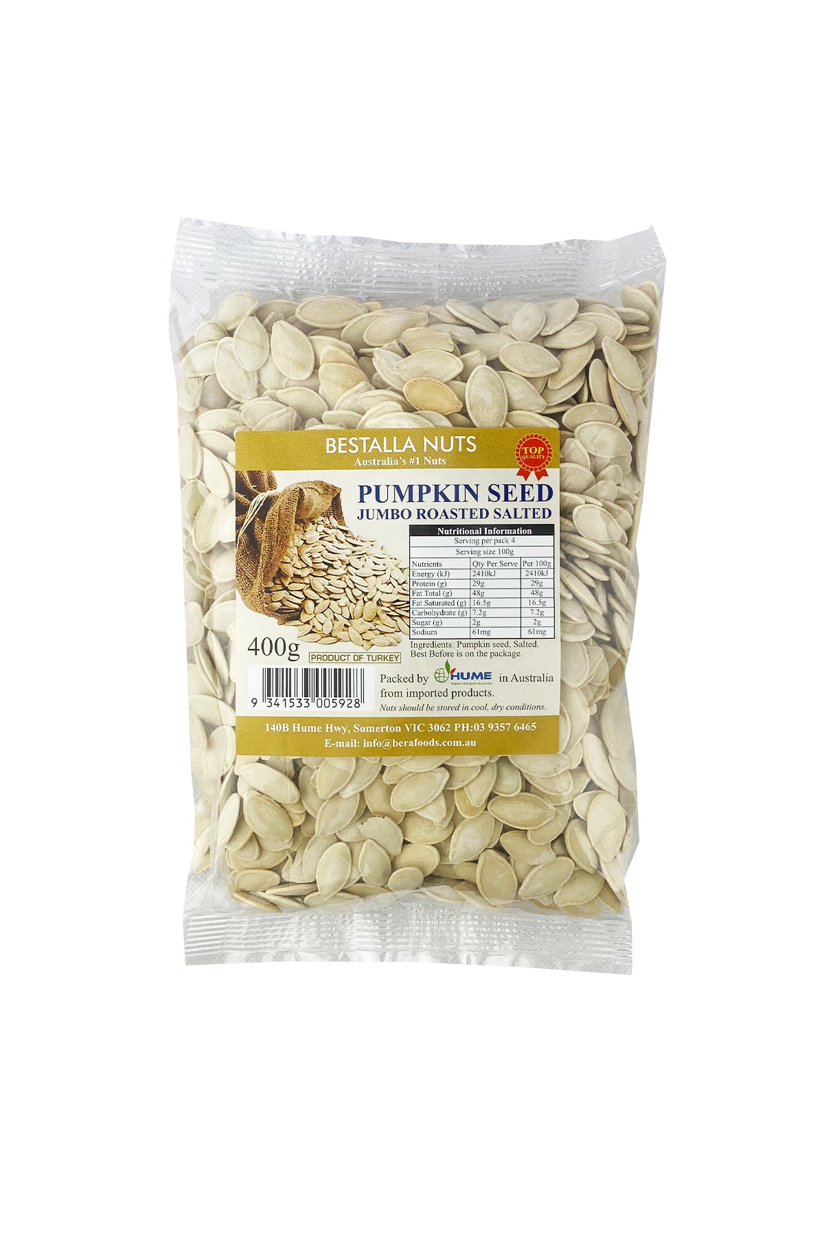 Bestalla Pumpkin Seed Jumbo Roasted Salted 400g