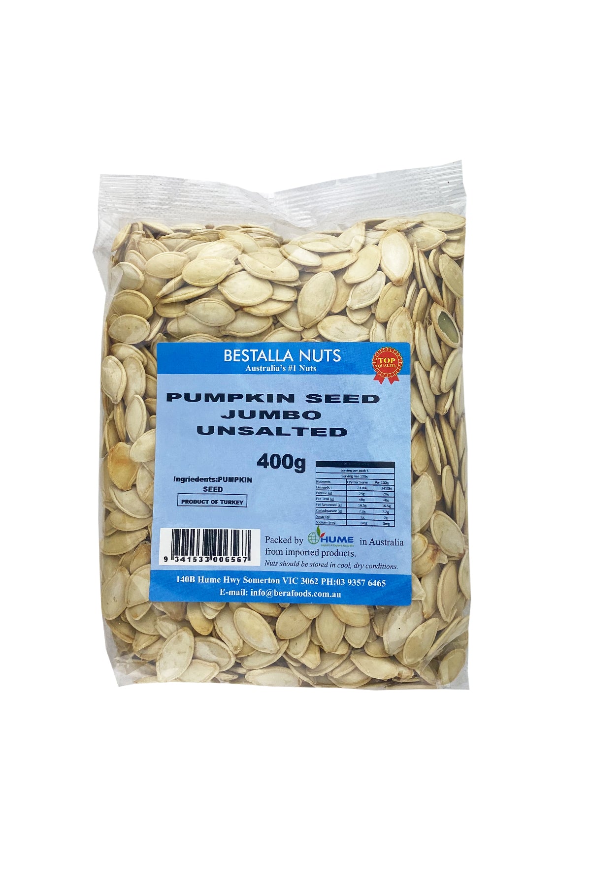 Bestalla Pumpkin Seed Jumbo Unsalted 400g