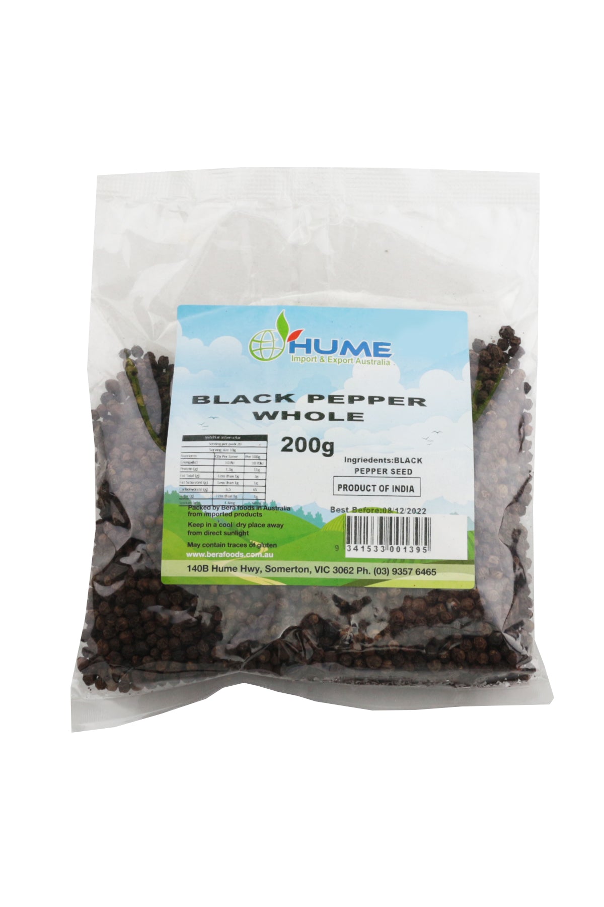 Hume Black Pepper Whole 200g