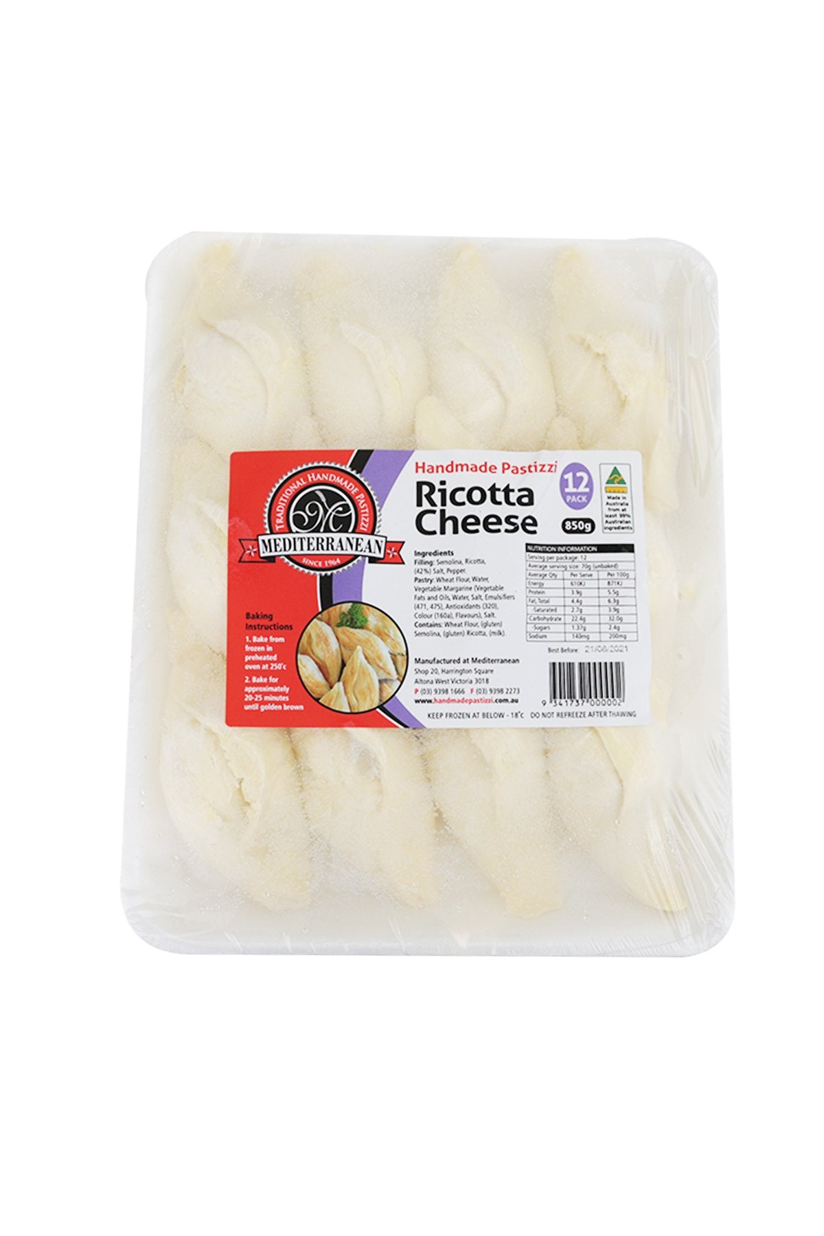 Mediterranean Ricotta Handmade Pastizzi 850 G