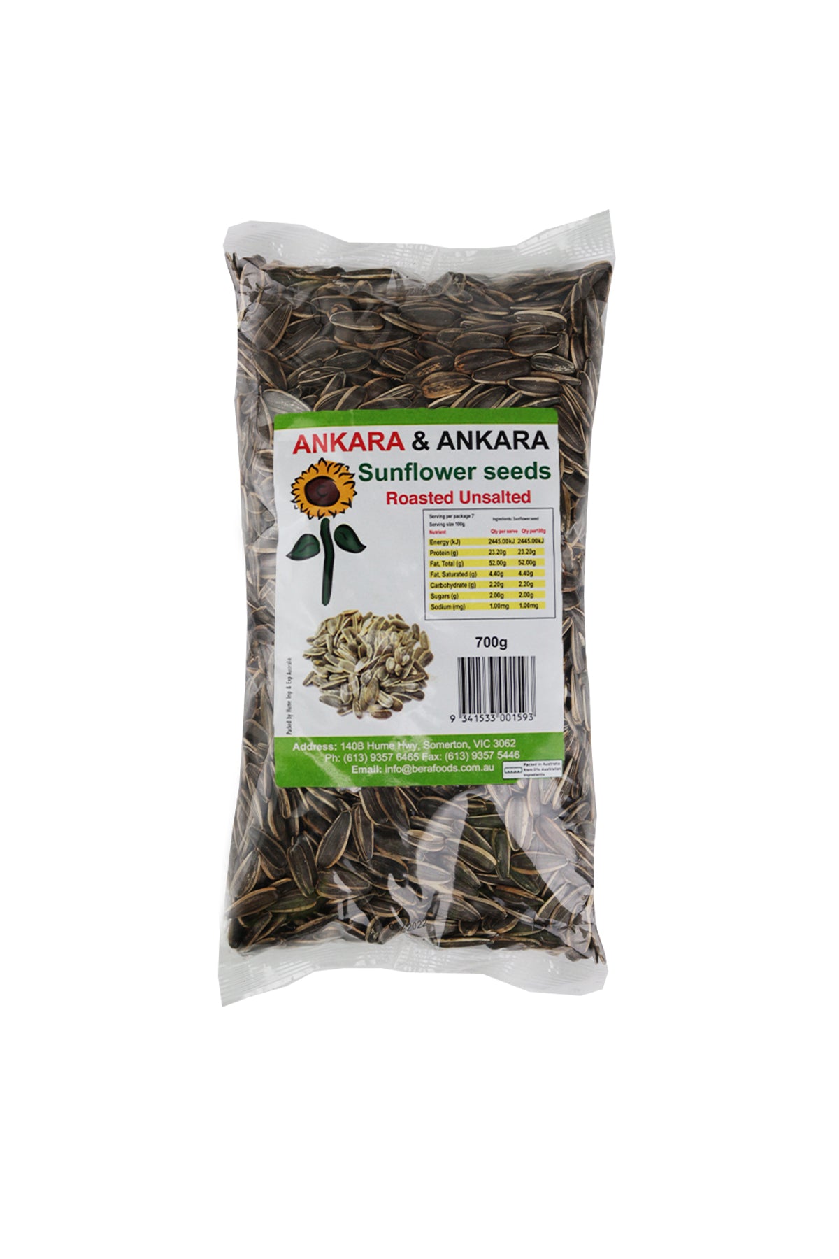 Ankara & Ankara Sunflower Seeds Roasted Unsalted 700g
