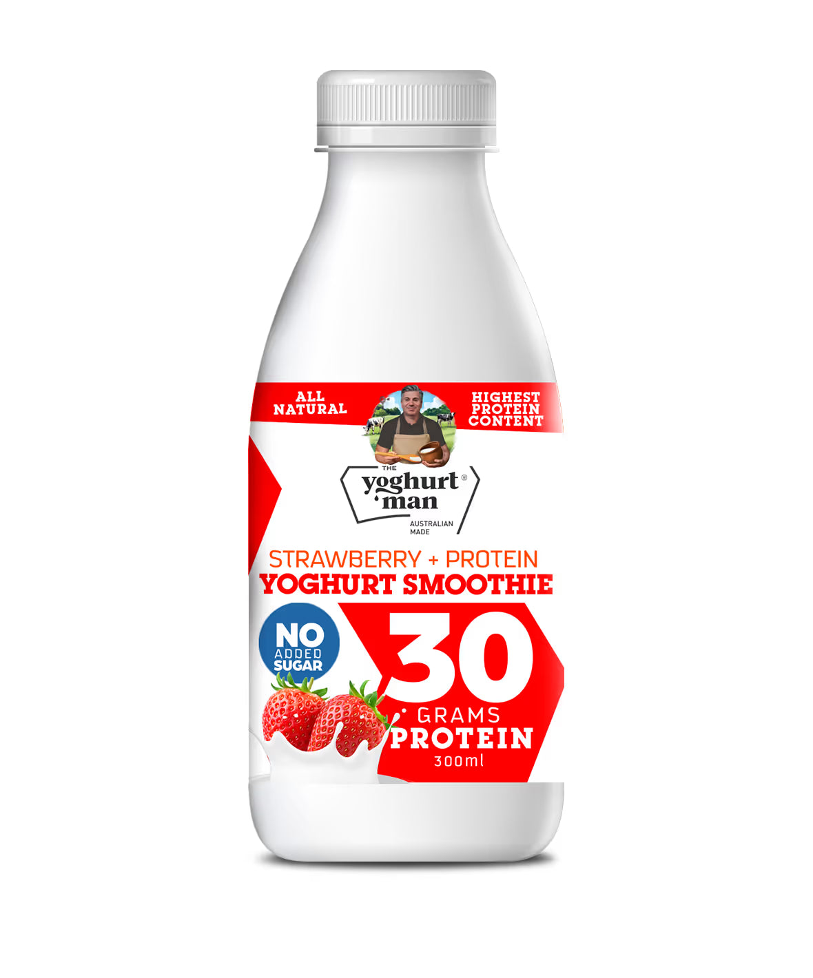 The Yoghurt Man Strawberry Protein Smoothie 300ml (30g Protein)