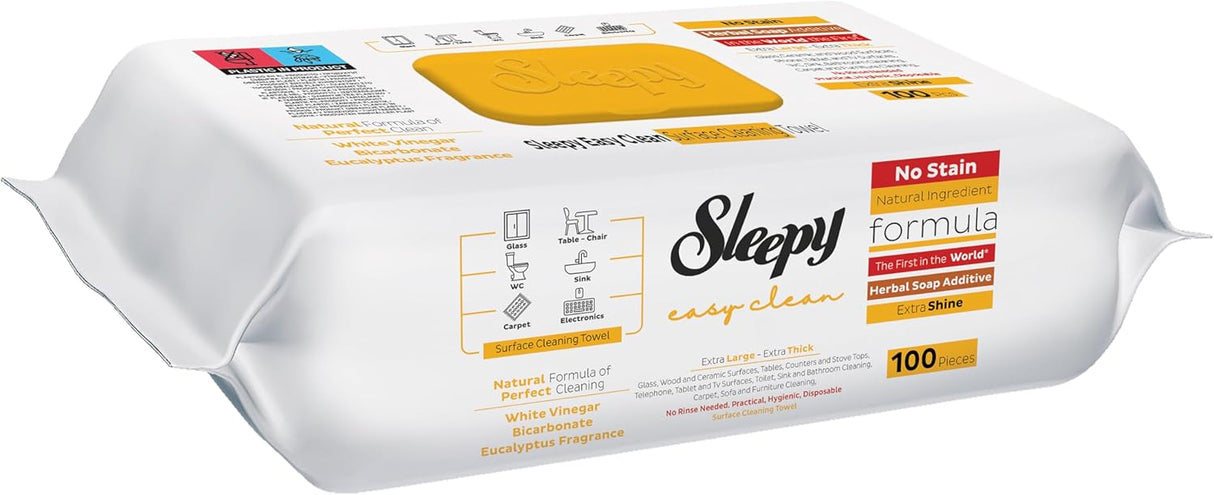 SLEEPY EASY CLEAN ALL PURPOSE CLEANING WET WIPES HERBAL SOAP LARGE 100PCS – YELLOW PACK