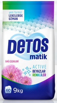 Detos Matik Active Laundry Detergent 9kg – Whites & Colors, Mountain Flowers Scent